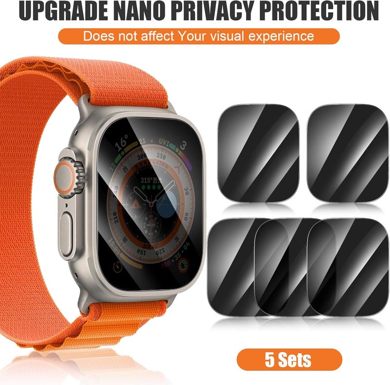 Lokyoo 5 Pack Privacy Screen Protector for Apple Wacth Ultra 49mm [Anti-Spy Tempered Glass] Easy Install, Tempered Glass Protector for Apple Wacth Ultra 49mm - Image 2